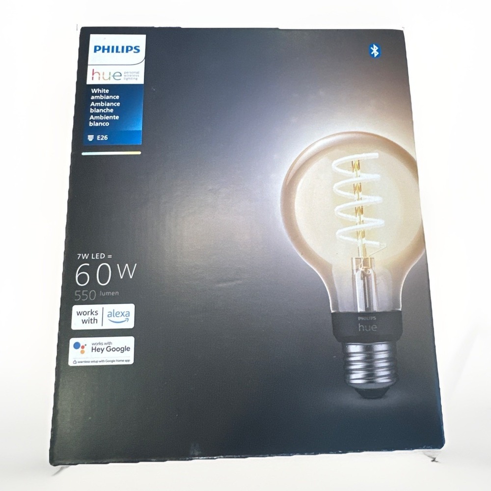 Philips Hue White Ambiance 60 W Equivalent Filament G25 (563593) Works W/ Alexa